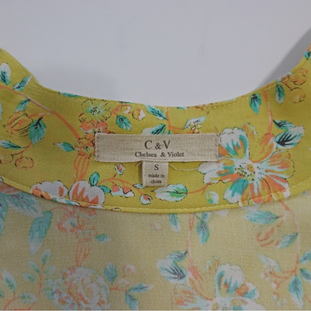 Chelsea and Violet C&V Yellow Tiered Boho Floral Long Duster Robe – Small - Picture 2 of 5